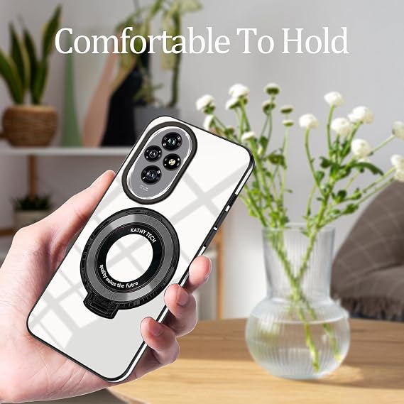 for Honor 200 Pro Case with Ring Stand, Silicone Shockproof Phone Case for Honor 200 Pro Clear Slim Luxury Cute Plating Protective Cover (Black)