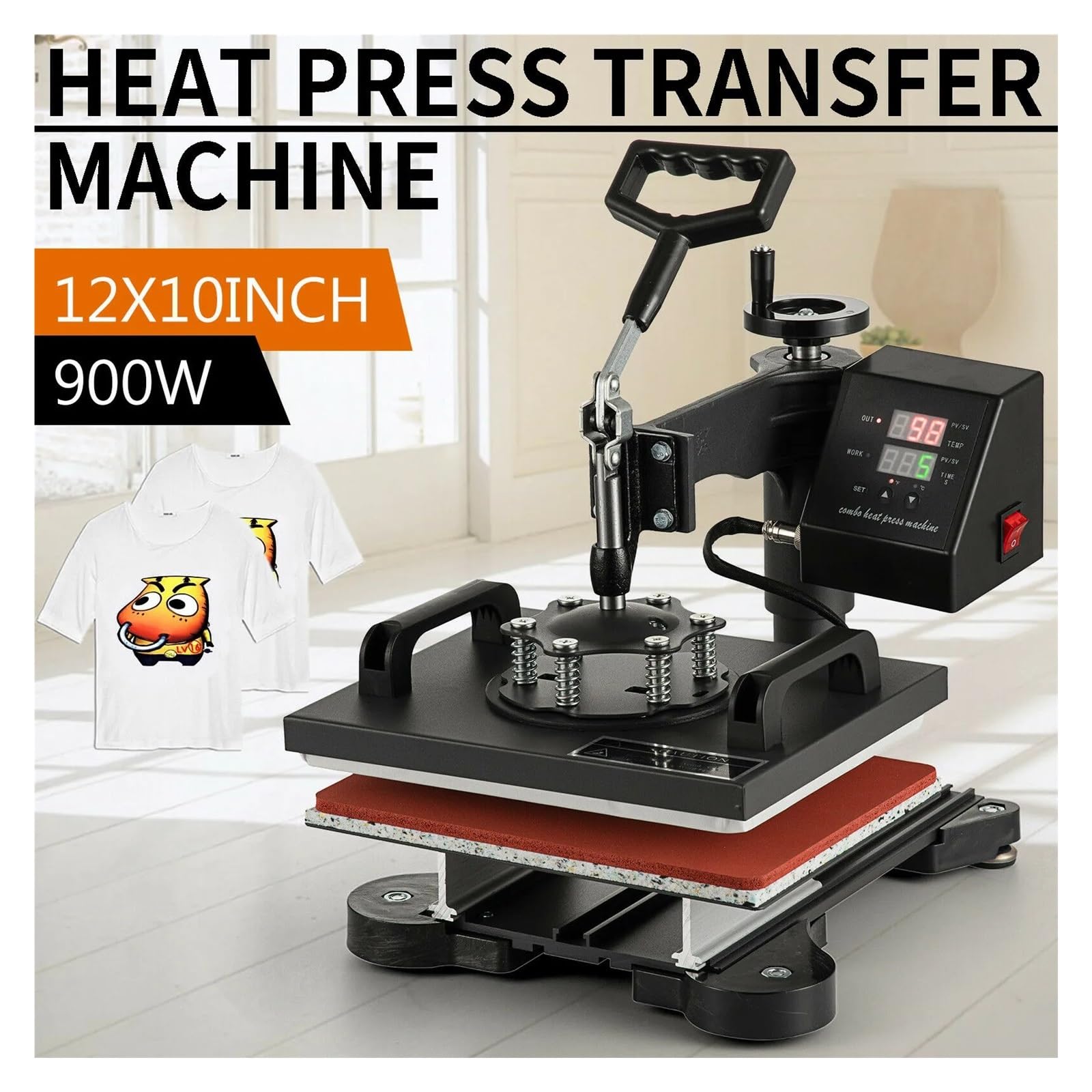 Prasa termiczna Narzędzia 12x10", T-Shirt Prasa na gorąco Prasa termiczna, druk sublimacyjny na koszulę Transfer 360 Swing Away Maszyna stemplująca,Precyzyjna kontrola