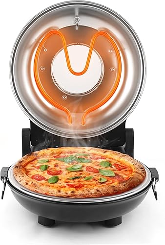 Miniatura 7 de KLAIF Horno eléctrico de pizza de encimera de 12 pulgadas con piedra de cerámica, control de temperatura ajustable doble, incluye 4 herramientas