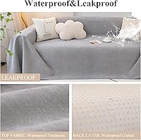 Vista 3 de DREAMINGO Protector impermeable antideslizante para muebles, funda de sofá biplaza de doble capa, resistente al agua, universal, a prueba de fugas