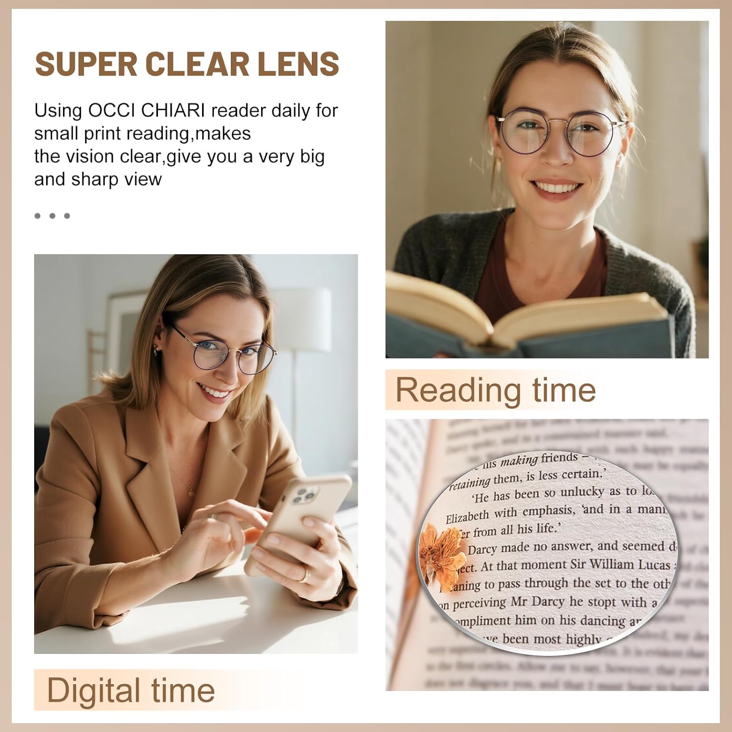 OCCI CHIARI Round Reading Glasses for Small Face Narrow Lightweight Readers - Image 4