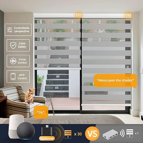 Miniatura 3 de Persianas motorizadas de cebra inteligentes con control remoto, persianas eléctricas para ventanas interiores, filtrado de luz, persianas