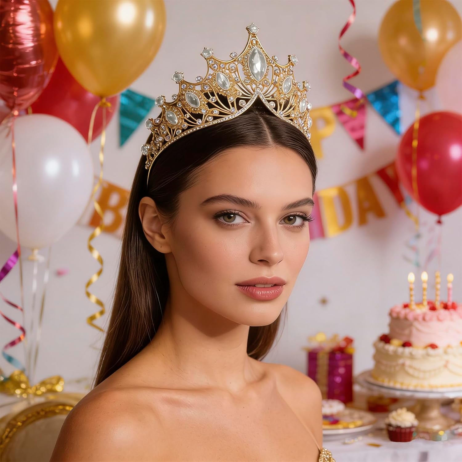 Crown for Women Princess Tiaras Crystal Headpiece Prom Queen Headband Wedding Bridal Sweet 16 Birthday Party Cosplay