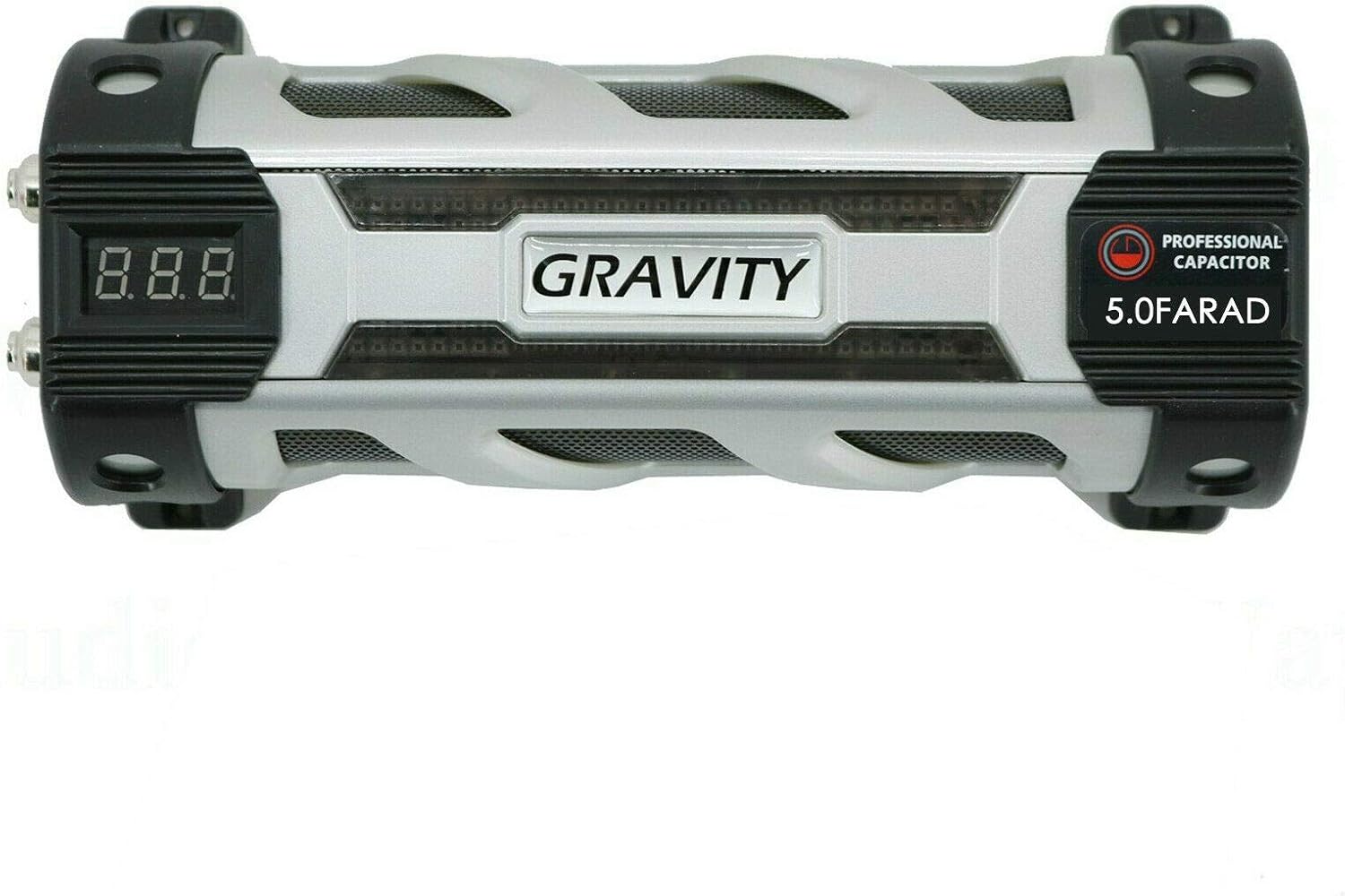Gravity GR5.0 5 Farad Capacitor Audio UP to 6000 Watts Power 12V Car Digital Power with Digital Blue Voltage Display Chrome Plated Battery Post Lightning LED