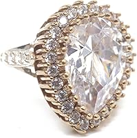 Vista 1 de Handmade White Cubic Zirconia Ring 925 Sterling Silver – Ottoman Hürrem Statement Jewelry, Engagement or Bridal Ring, Gift for Women