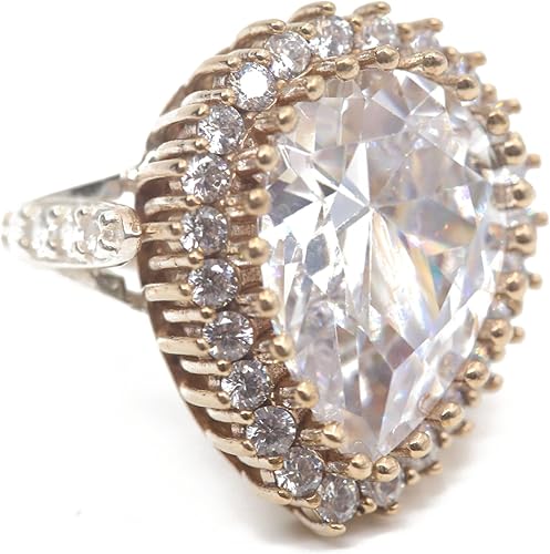 Handmade White Cubic Zirconia Ring 925 Sterling Silver – Ottoman Hürrem Statement Jewelry, Engagement or Bridal Ring, Gift for Women