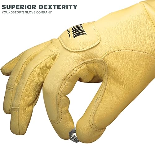 Miniatura 4 de Youngstown Glove Leather Utility Plus - Guantes de trabajo de doble capa para hombre, resistentes a pinchazos, clasificación de arco, color