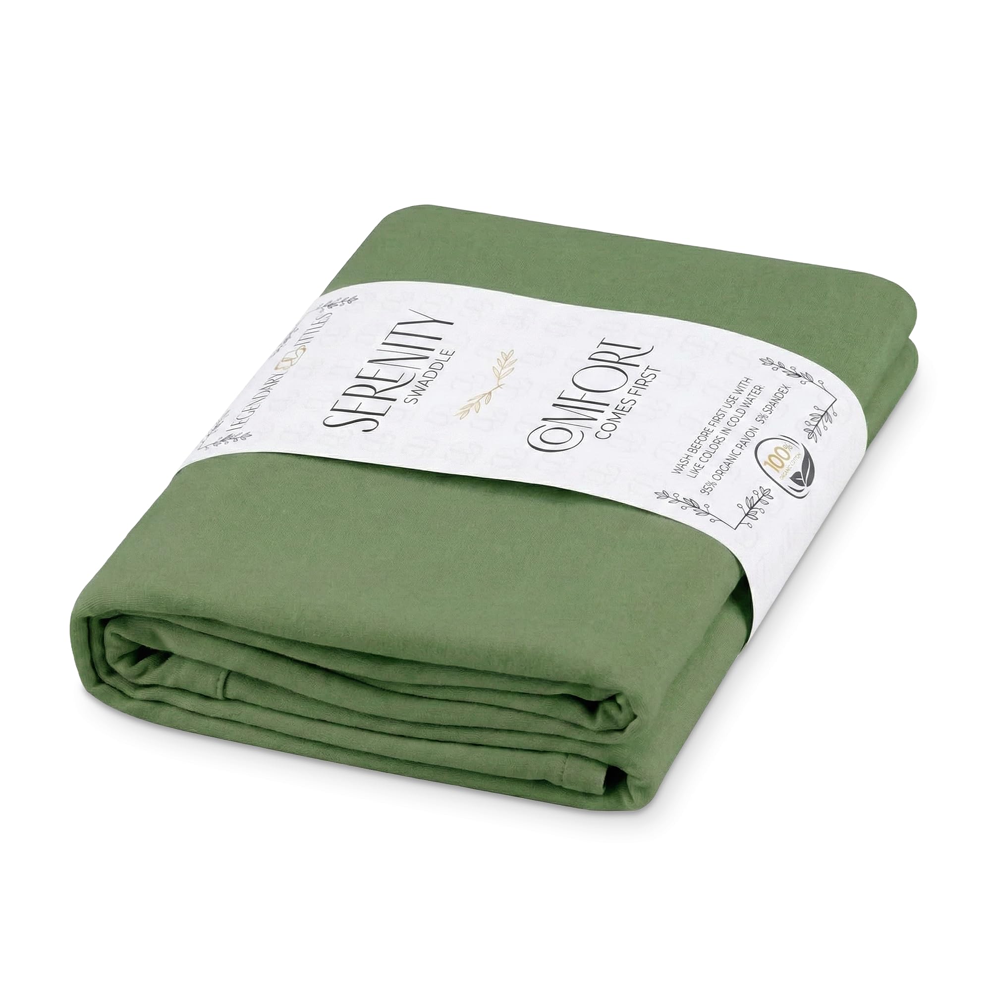 LEGENDARY LITTLES Baby Swaddle Blanket, 48 x 48 in Single Swaddle Blanket, Breathable Stretch Fabric, Organic Cotton Swaddle Blankets, Hunter Green