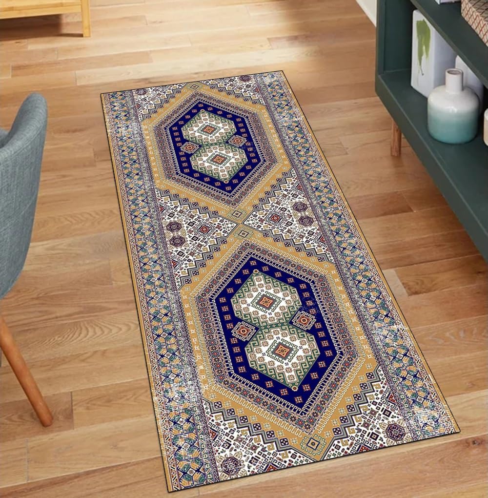 Tapis de couloir bleu pour une décoration intérieure de chambre accueillante