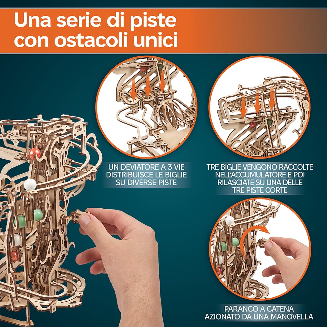 UGEARS Globo Puzzle 3D in Legno - Regalo per la Festa del Papà Kit di Costruzione in Legno Rotante - Globo Meccanico con Navetta e Sputnik - Kit Modello in Legno Autoassemblante