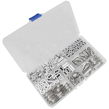 8フォント スチールワイヤーロープ　アルミ クリップ 8フォント スチールワイヤーロープ アルミ クリップ Amazon.co