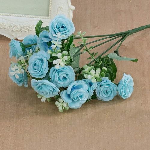 Flor artificial de gama alta 5 tenedor 15 mini rosas decoración del hogar