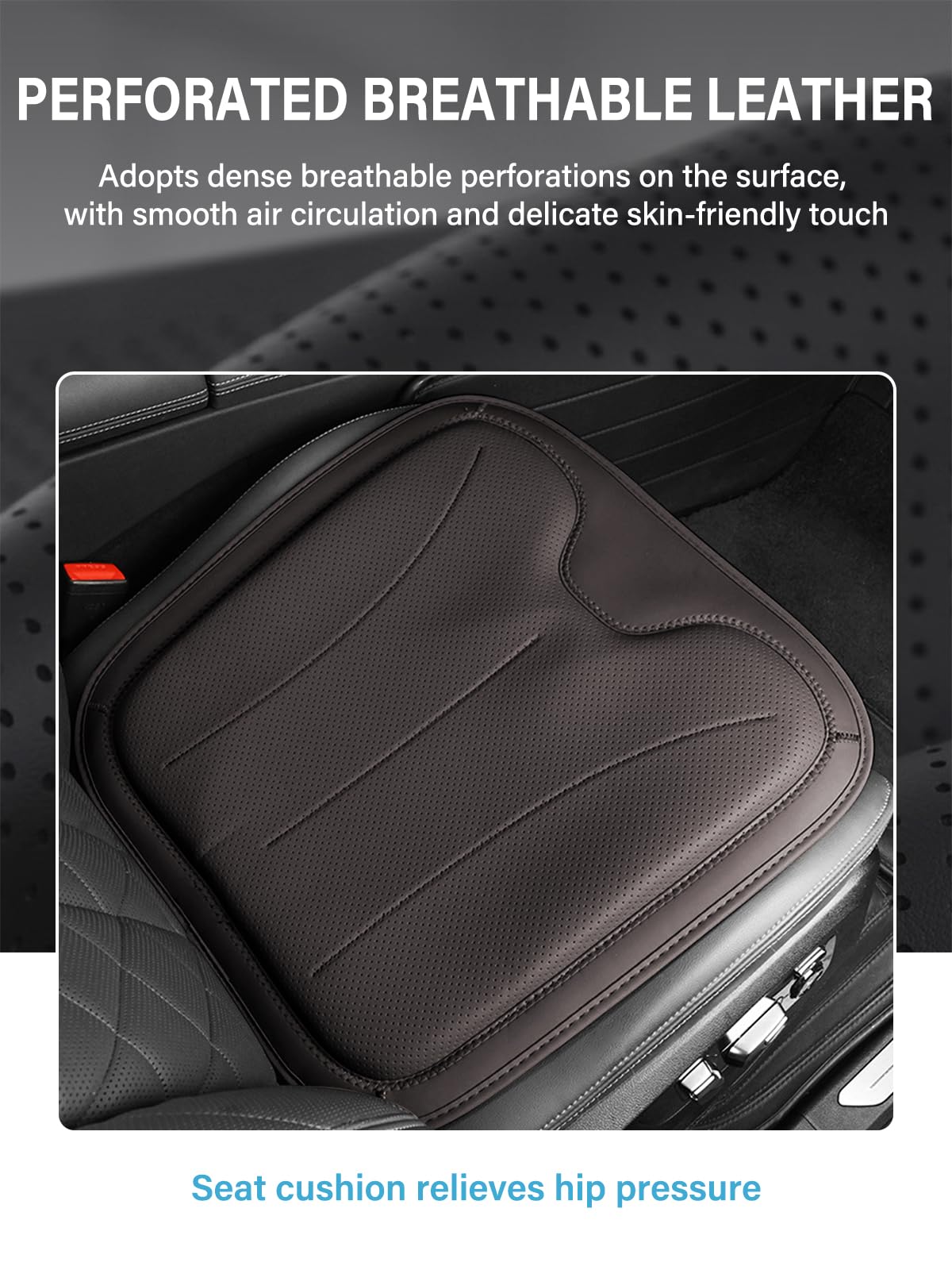 Universal Auto Sitzkissen aus PU-Leder für die Vordersitzfläche | Anti Rutsch Auto Sitzkissen,PU-Leder Sitzkissen Vordersitze,für Auto, SUV, Pickup und Van,Autositzschoner,2PCS Braun