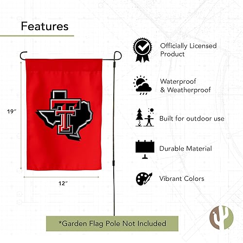 Miniatura 4 de Desert Cactus Bandera de jardín TTU de la Universidad de Texas Tech – 19 x 12 pulgadas Texas Tech Red Raiders Banner, para exhibición al aire libre