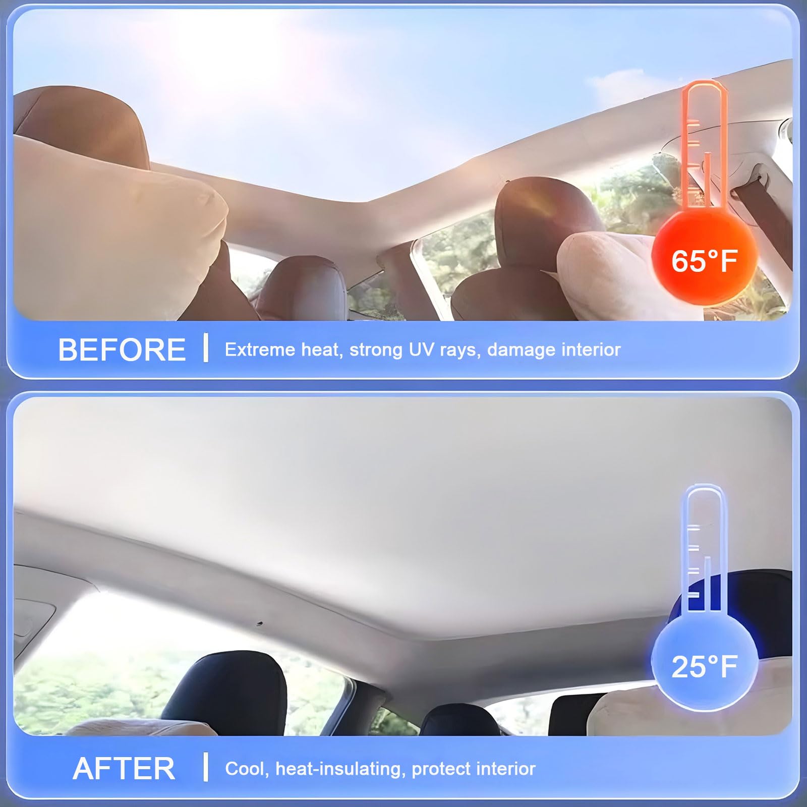Auto Glasdach-Sonnenschutz Kompatibel mit Tiguan 2010-2017, Einteiliges Sonnenblenden für Glasdach, Faltbarer Auto-Schiebedach-Sonnenschutz, UV-Schutz