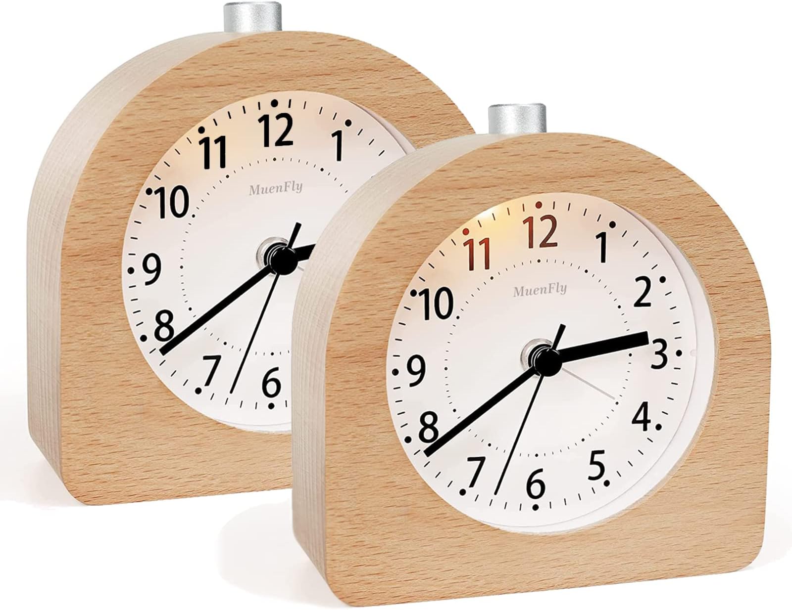 muenfly Réveil Matin à Piles Fonction Snooze Lumineux Réveil Analogique