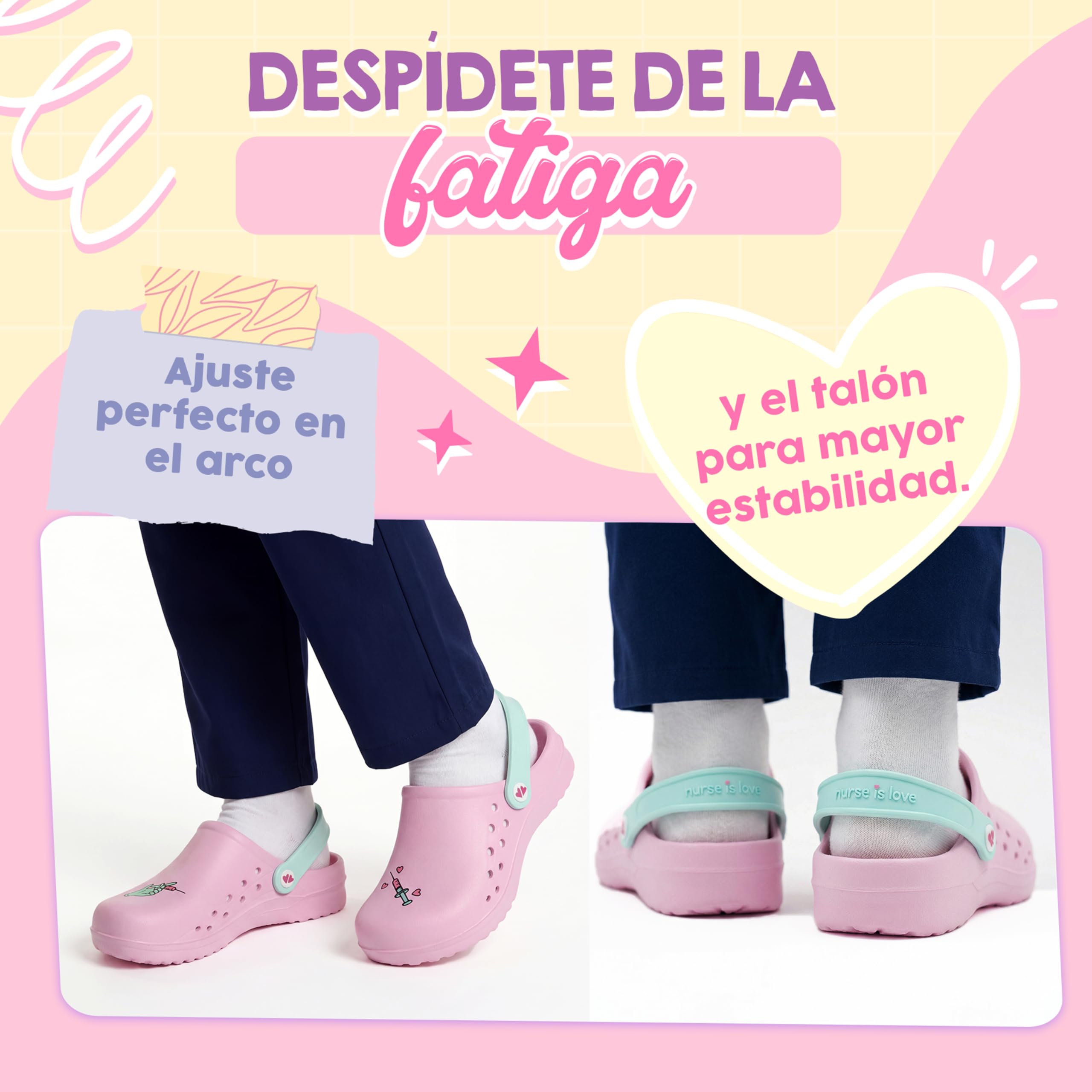 Nurse is Love Zuecos Mujer - Zuecos EVA Ligeros, Zapatos de Mujer Cómodos | Regalos para Ella | Accesorios & Vet - FR