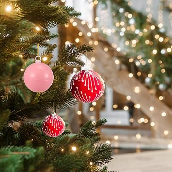 120Pcs Christmas Ornament Topper Caps, Round White Foam Pendant, Christmas Ball Hangers, Transparent Hanging Cap for Christmas Tree Holder Caps Accessories DIY Decor