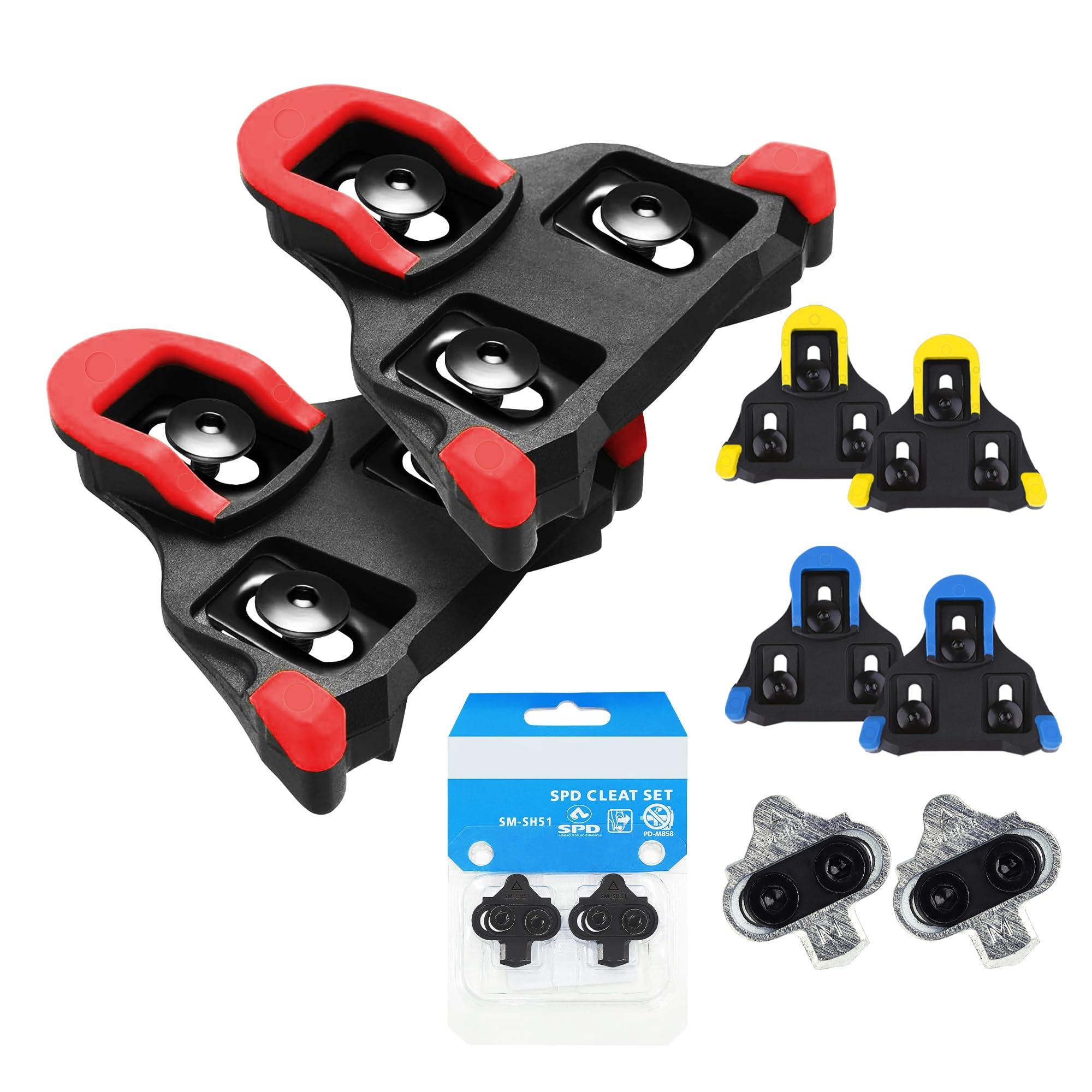 SPD-SL Bike Cleats Compatible with Shimano SPD-SL Road Pedals, Durable 3-Hole Cycling Shoe Clips for Efficient Power Transfer, 0°/2°/6° Float Optional