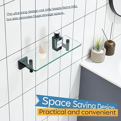 Miniatura 53 de KOKOSIRI Estante flotante para baño, estantes de montaje en pared de 16 pulgadas para dormitorio, sala de estar, cocina, estante colgante pequeño de