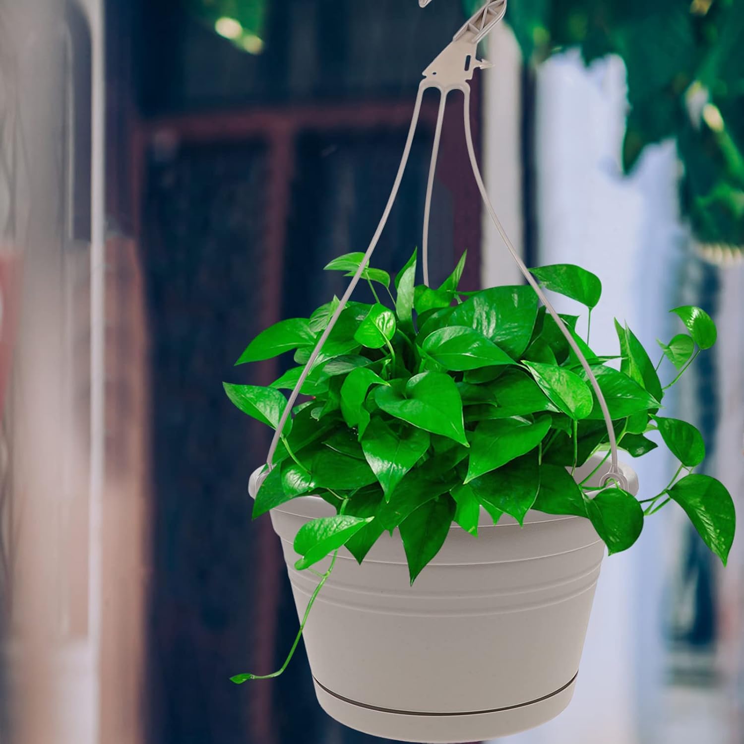 3 Pcs Plastic Hanging Flower Plant Pots Chain Basket Planter Holder Hanging Wall Planter Plant Containers for Wall Outdoor Hanging Decor
