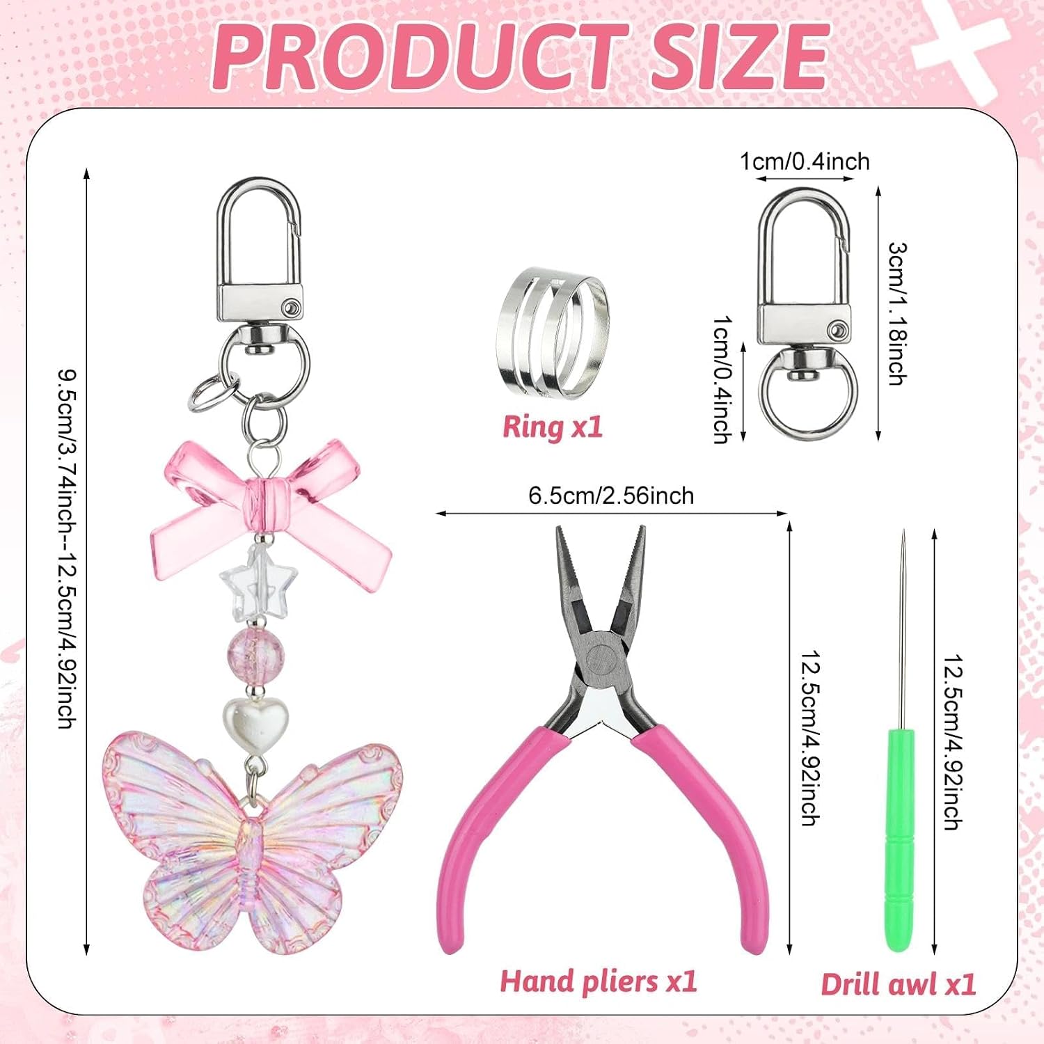 8PCS Lip Gloss Keychains Kit,Bulk Lip Balm Keychains with Exquisite Cute Charm Jewelry,Bow Cute Charm Strawberry Jewelry for Women Purse DIY Crafts Girls Key Purse Decor