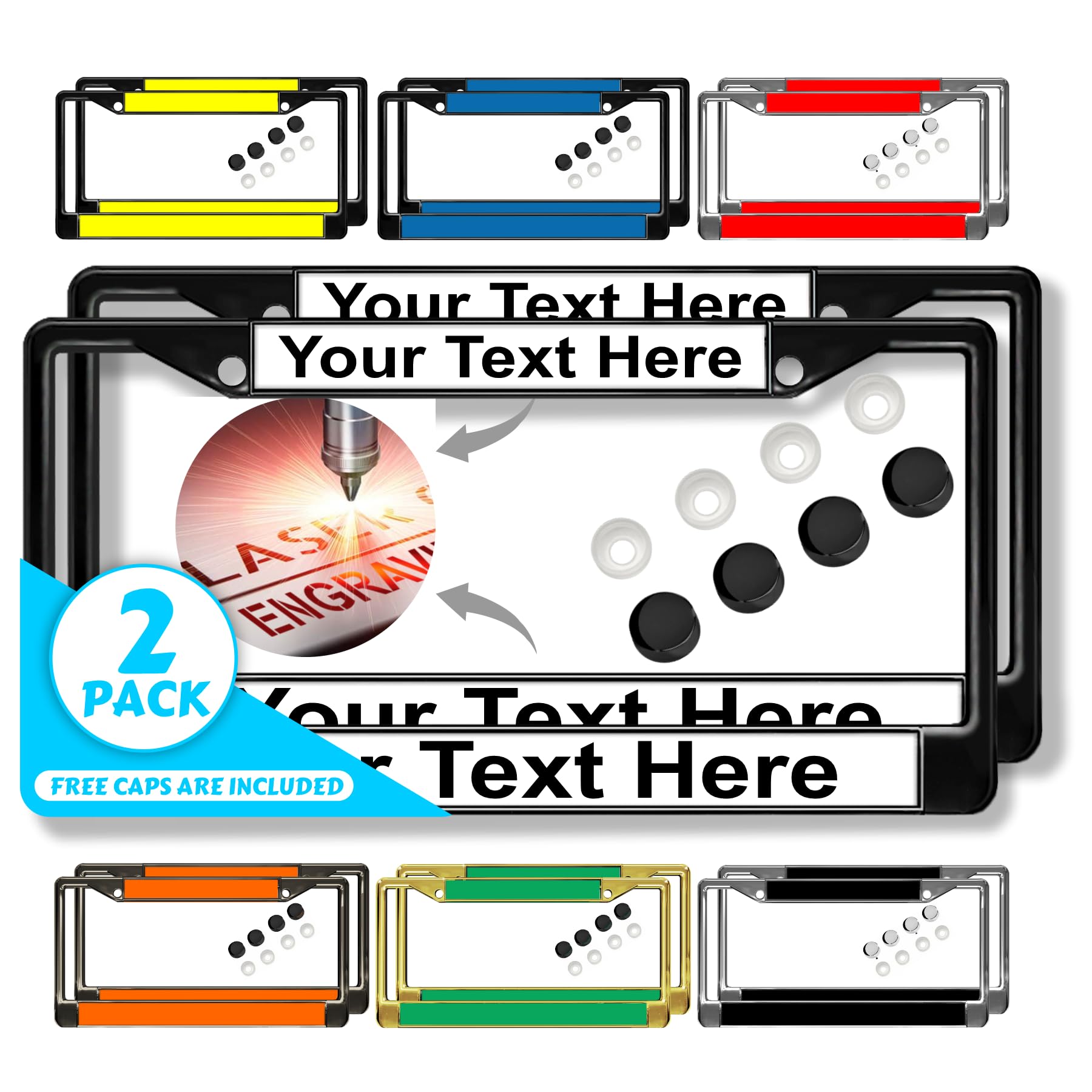 Custom Personalized Metal Laser Engraved Car License Plate Frame with Free caps - Picture 53 of 132