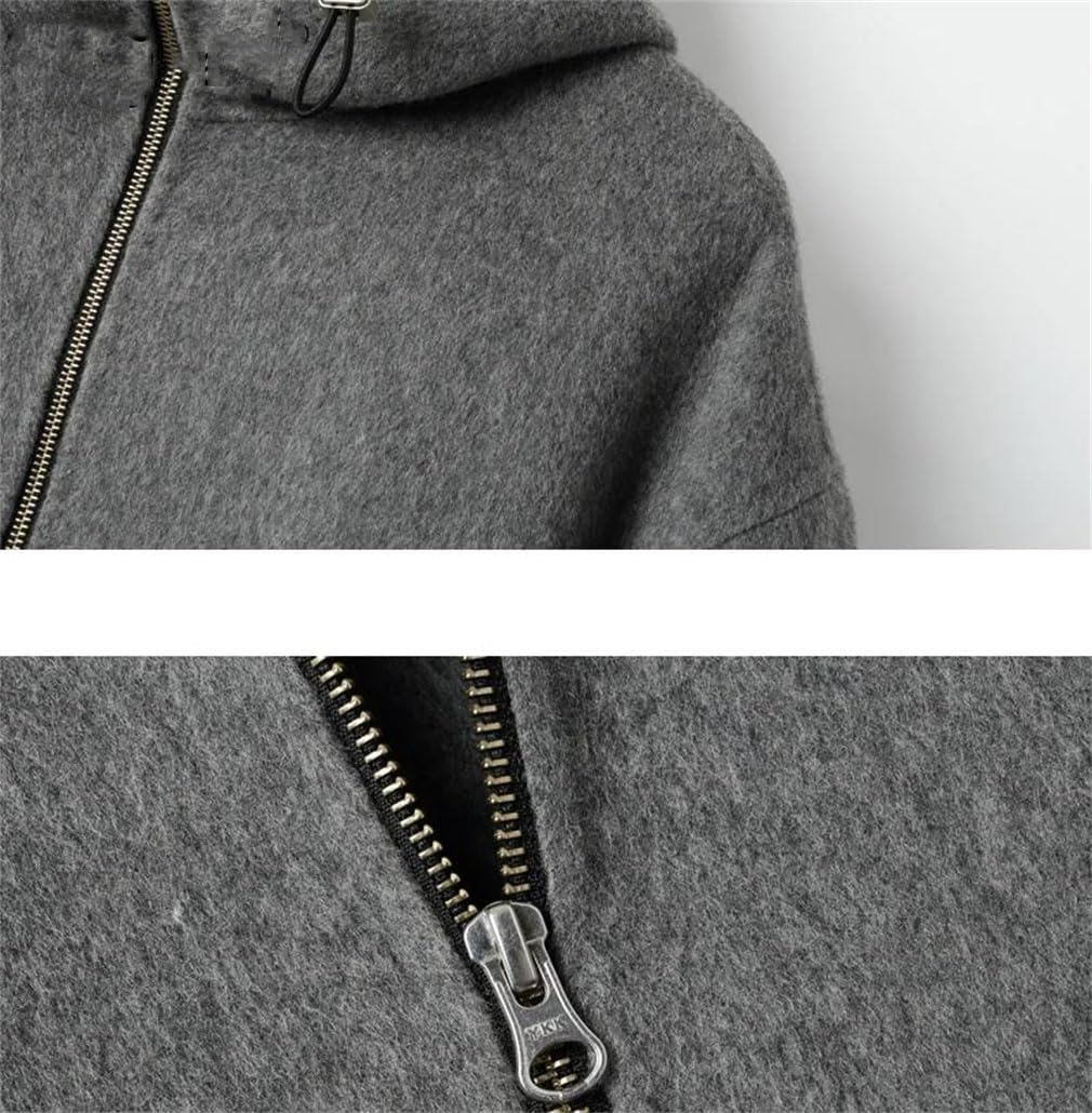 Men's Hooded Wool Coat Double Sided Long Sleeve Solid Casual Simple Wool Jacket