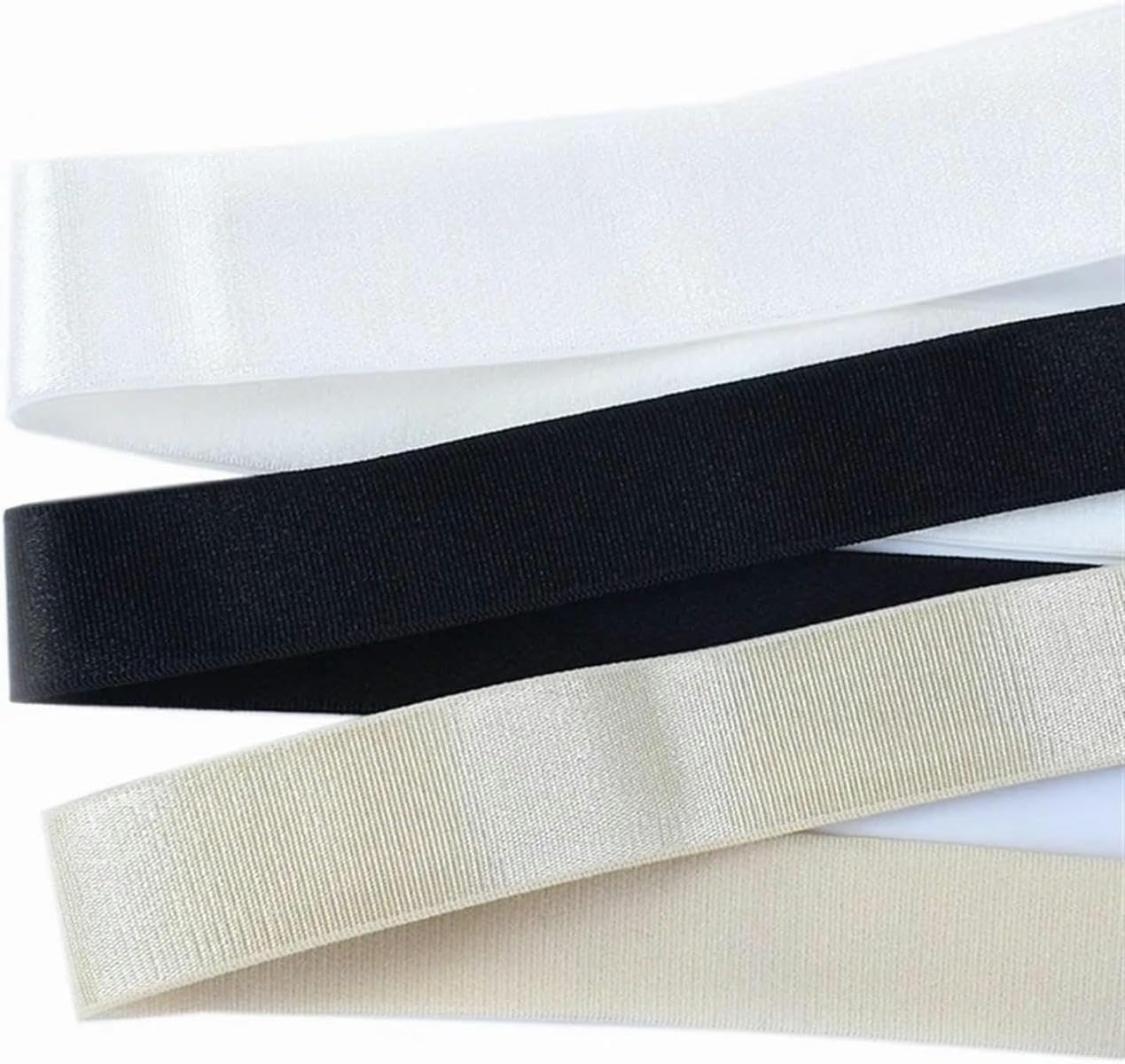 Elástico para Coser 10/20M 6-40 mm Ropa Interior de Spandex Correa de Banda elástica de Nailon Correas de Sujetador Cinta de Cinta DIY Cinturón de Ropa Bandas de Goma (Negro, 20 Metros_15 MM)-20 METR