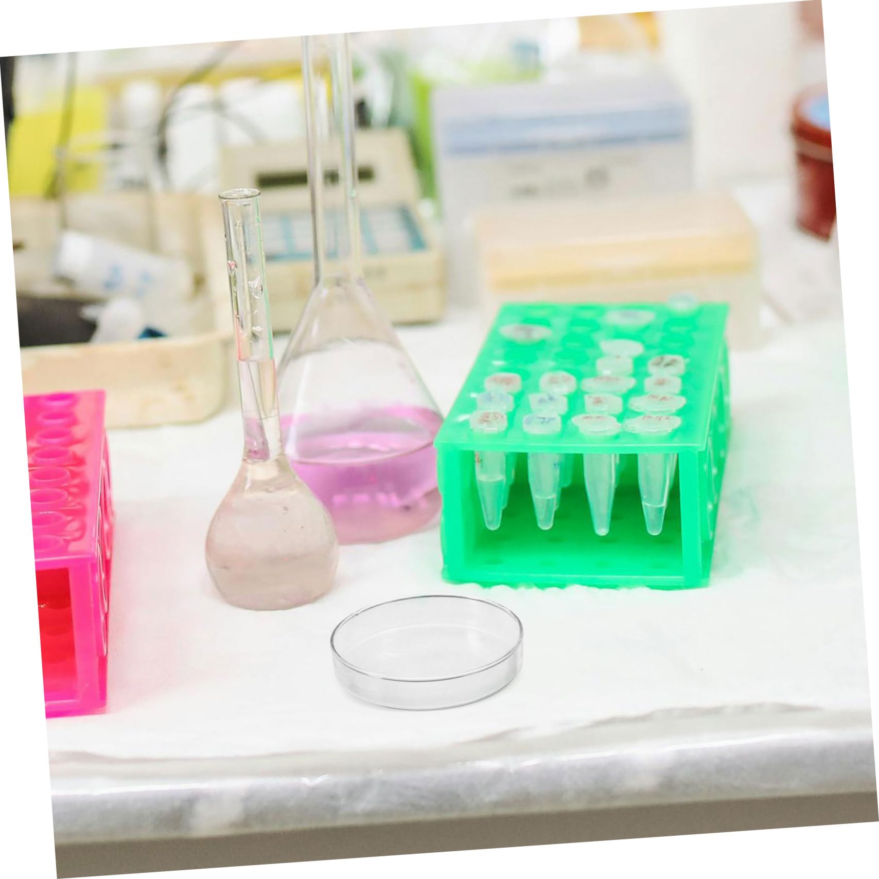KOMBIUDA 5 Pezzi Piatti di Petri in Vetro Borosilicato con Coperchio Trasparente per Colture Cellulari e Studi Tissutali in Laboratorio Contenitori Resistenti Alta Temperatura per