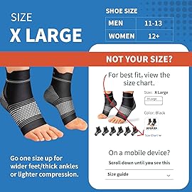 Plantar Fasciitis Sock (6 Pairs) for Men and Women, Compression Foot Sleeves with Arch and Ankle Support (Black, Nude, Navy, X-Large)