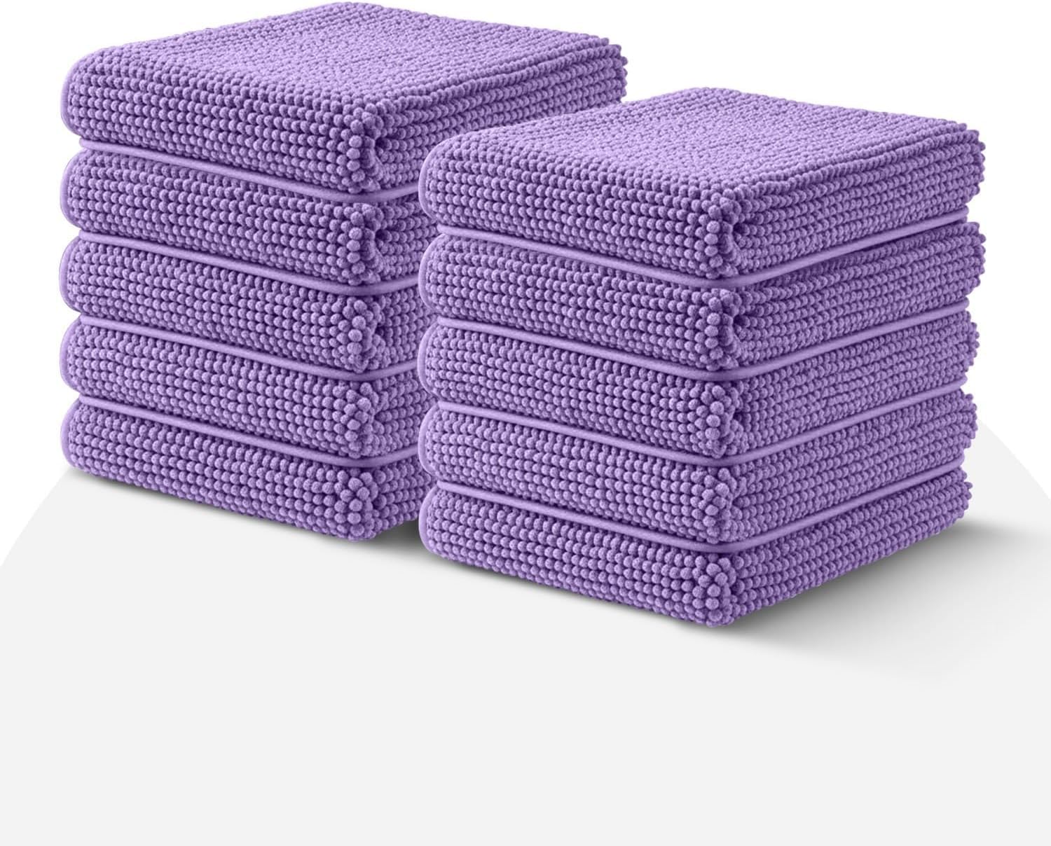Hafaa Lilac Bath Mat Non Slip Anti Mould – (10 Pack) 40x60 cm Chenille Bathroom Mat