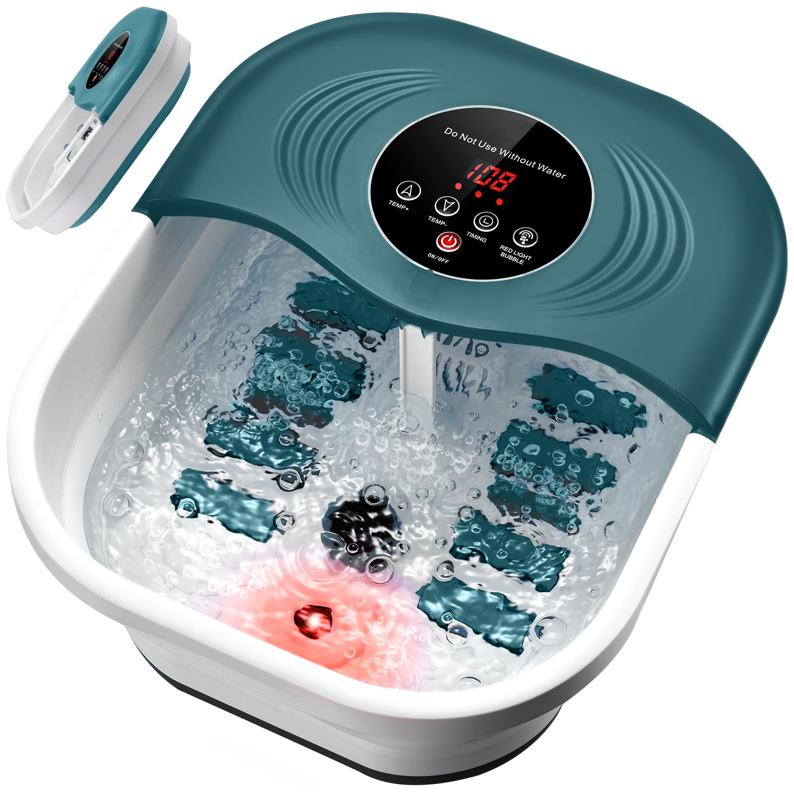 Foot Spa Bath Massager with Heat, Bubbles, Vibration, 8 Removeable Roller (not Motorized), Pedicure Foot Spa with 95-118℉ Temperature Control for Relaxing Feet at Home
