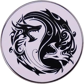 Dragon Sword Fantasy Dragons Dungeon Yin Yang Buddhist Buddhism Enlightenment Feng Shui Chinese 1.2"" Enamel Pin
