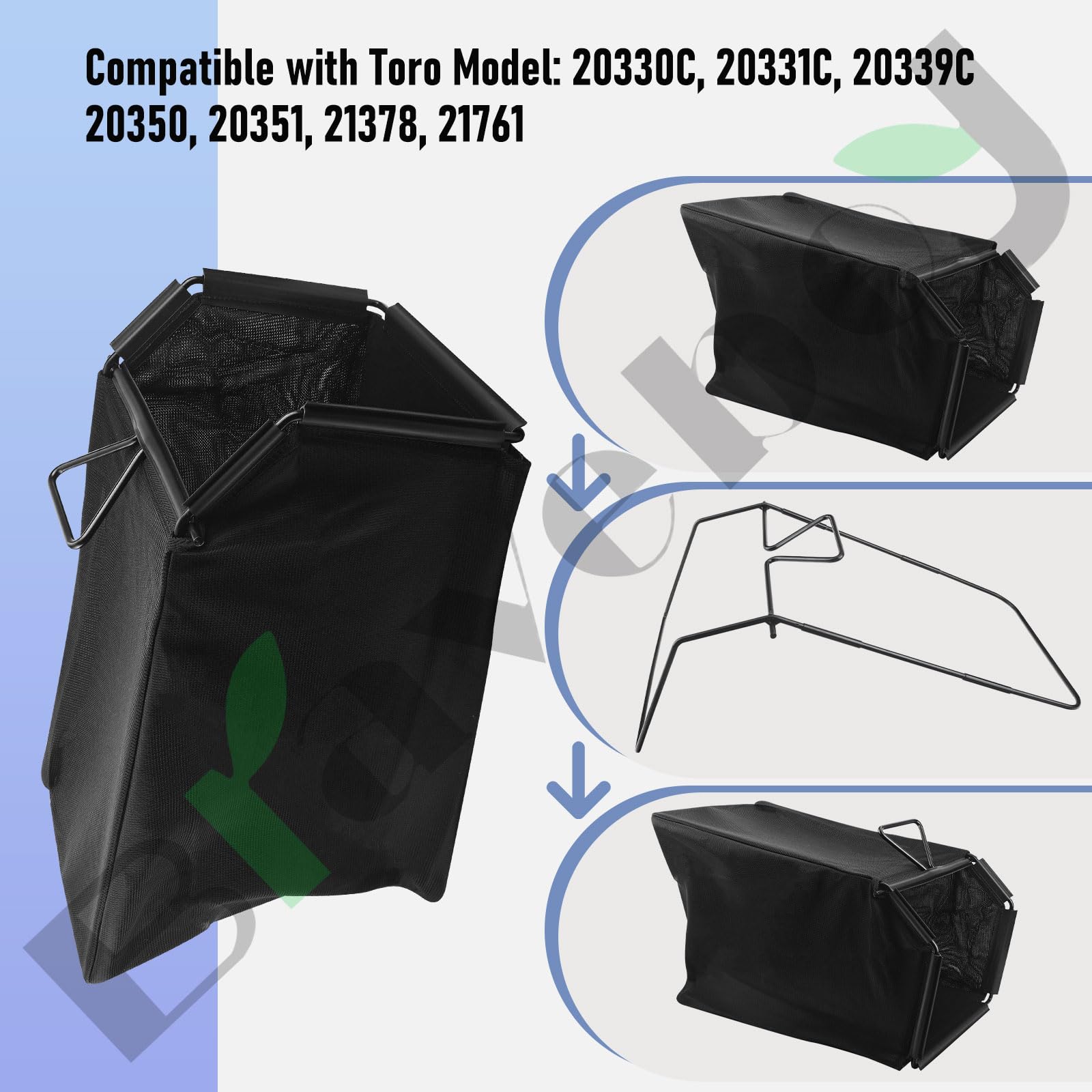 Braveboy 2 bolsas de recogida de césped 115-4664 y 1 marco 132-4483-03, compatible con cortacésped reciclador de 22 pulgadas, sustituye a 114-2639-03, 20339, 20361, 20361T