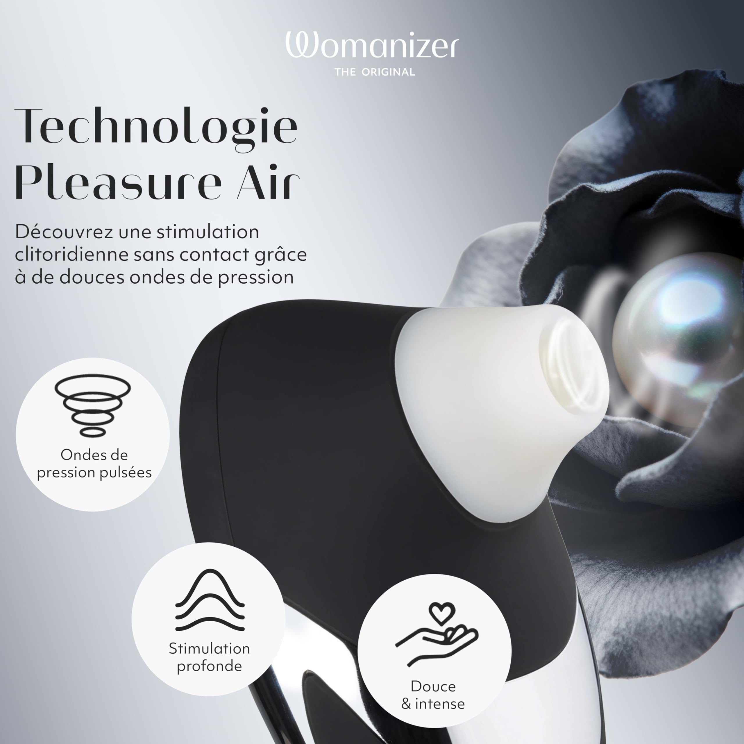 Womanizer W500 Suceur de clitoris | Stimulateur Clitoridien avec 12 niveaux d'intensité | Sex Toy aspirant Silencieux et étanche | Jouet Sexuel pour Femme | Noir