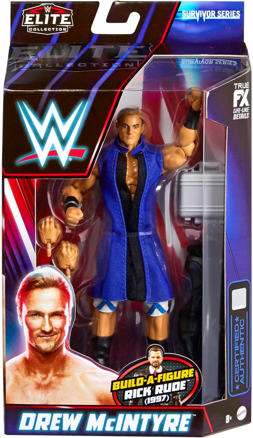 WWE Drew McIntyre Survivor Series Elite Collection Action Figure Rick Rude Build-A-Figure Parts, Collectible Gift for Ages 8 Years Old & Up