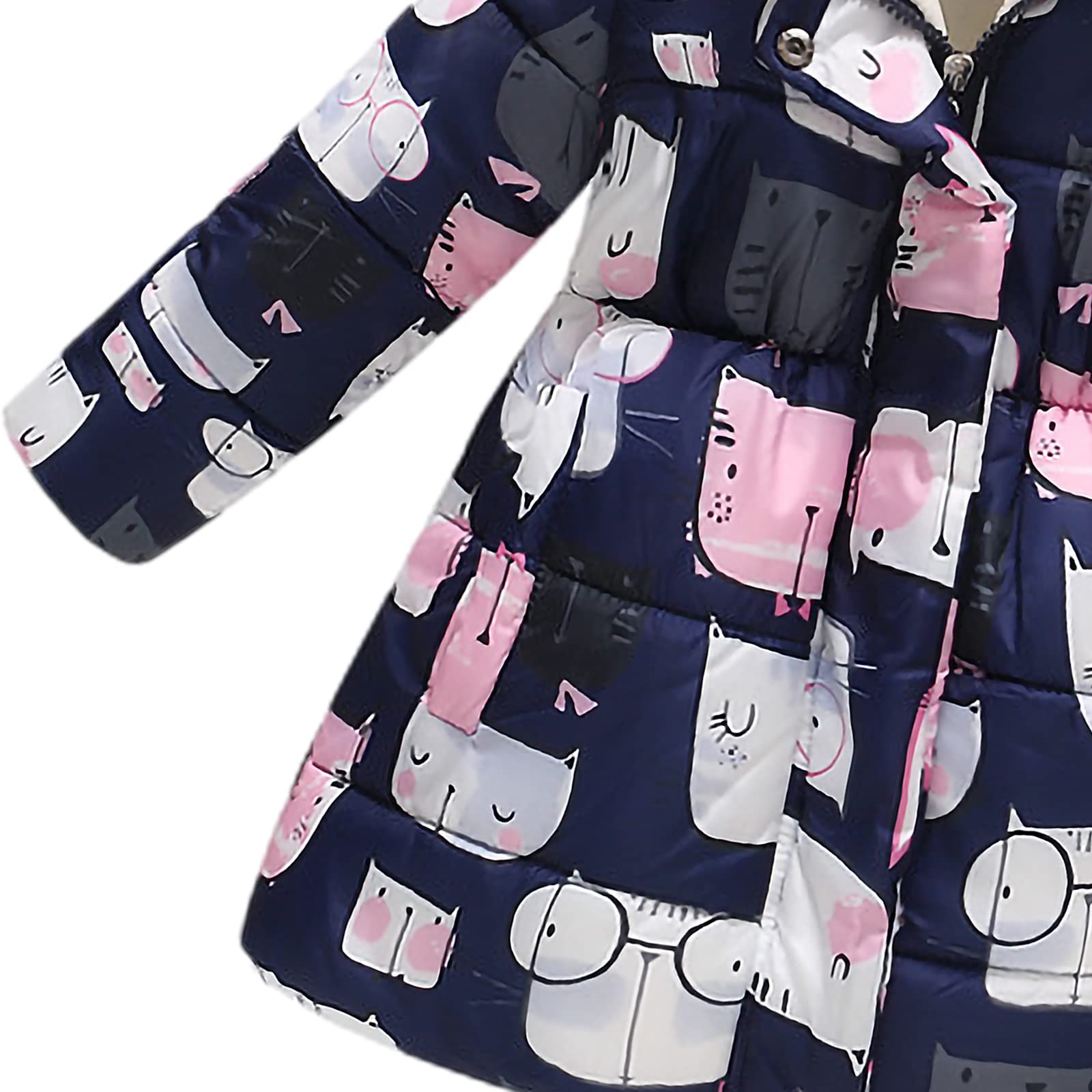 amropi Abrigos Niñas Floral Chaqueta con Pelo Capucha Bebe Invierno Caliente Ropa por 2-10 años
