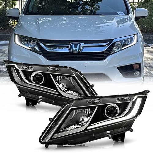 KEEKPO - For 2018-2020 Honda Odyssey [Halogen w/LED DRL Type] Projector Headlights Headlamps Replacement Left+Right