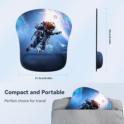 Miniatura 3 de TECKNET Alfombrilla de mouse con soporte de muñeca, alfombrilla ergonómica para mouse para juegos, alivio del dolor, alfombrilla de mouse portátil y