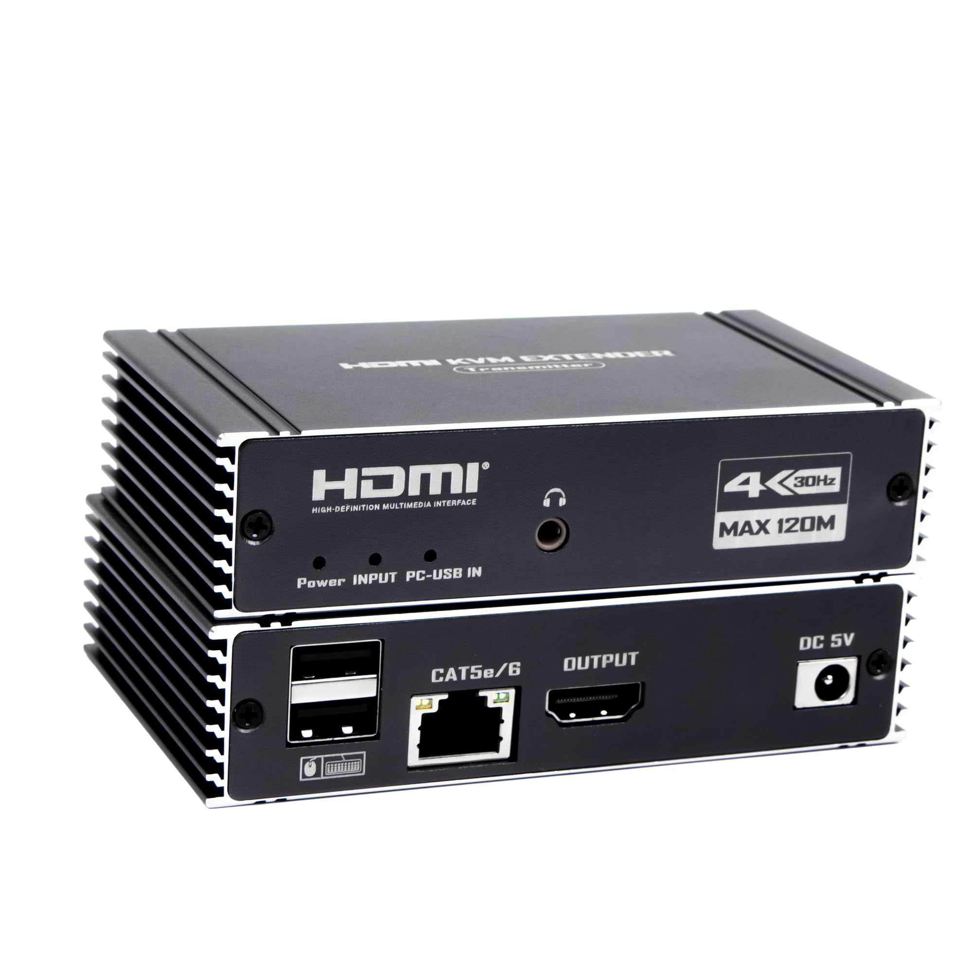 Extender KVM HDMI 4K 30Hz 120M Extender HDMI con controllo KVM USB RJ45 120M su Cat5e/Cat6 POC con supporto per tastiera e mouse USB per PC