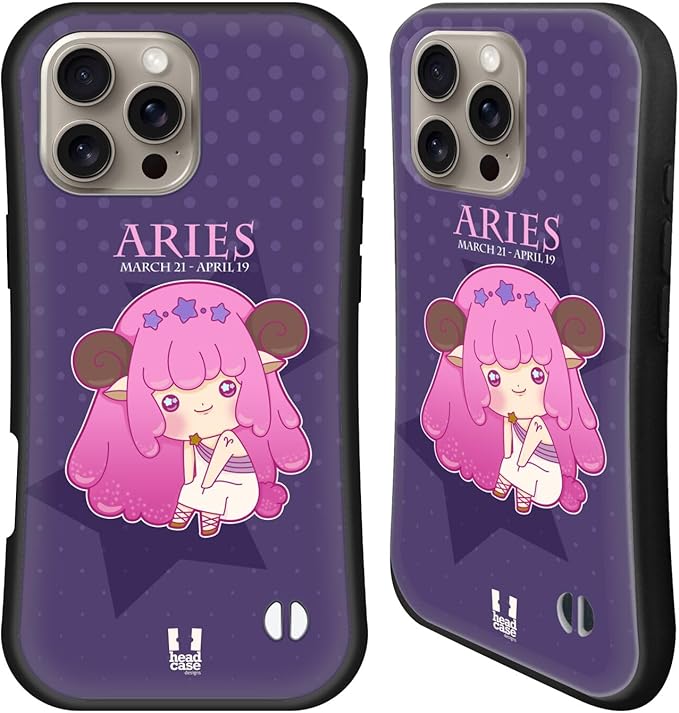 Head Case Designs Aries Kawaii Zodiac Signs Hybrid Case Compatible with Apple iPhone 16 Pro Max