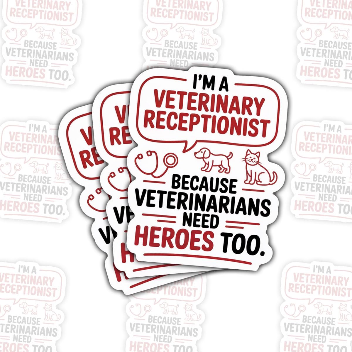 Calcomanías de vinilo para recepcionista veterinario impermeable con frase motivadora, pack de 3