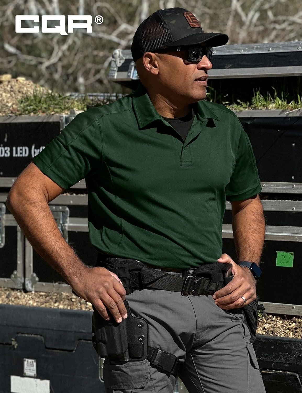 CQR Men's Polo Shirts, Tactical Short Sleeve Golf Performance Shirts, Lightweight Dry Fit UPF 50+ Pique - Image 3