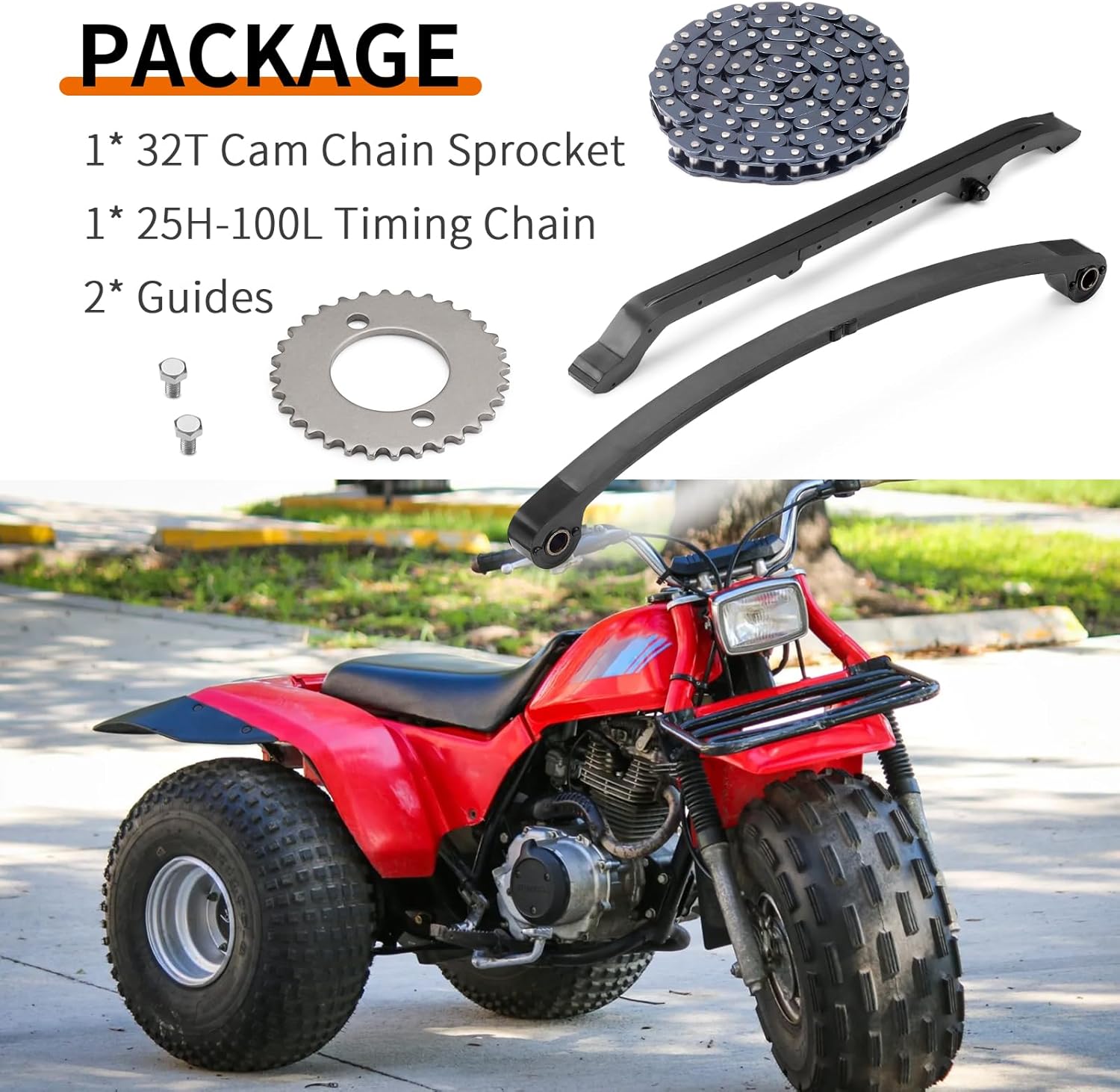 Cam Timing Chain & Guide Sprocket for Honda ATC185 ATC200 TLR200 TRX200 XL185S XL200R XR200 XR200R