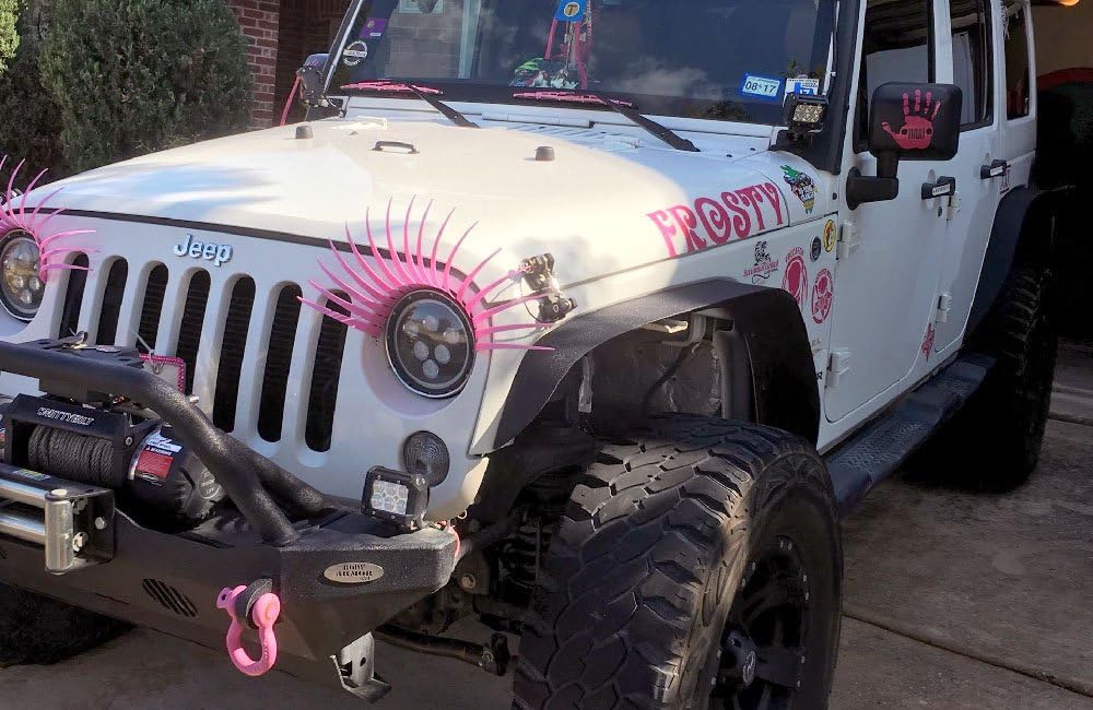 CarLashes PINK for Jeep Wrangler JK, JL (1987-present) - Car Headlight Eyelashes - PINK