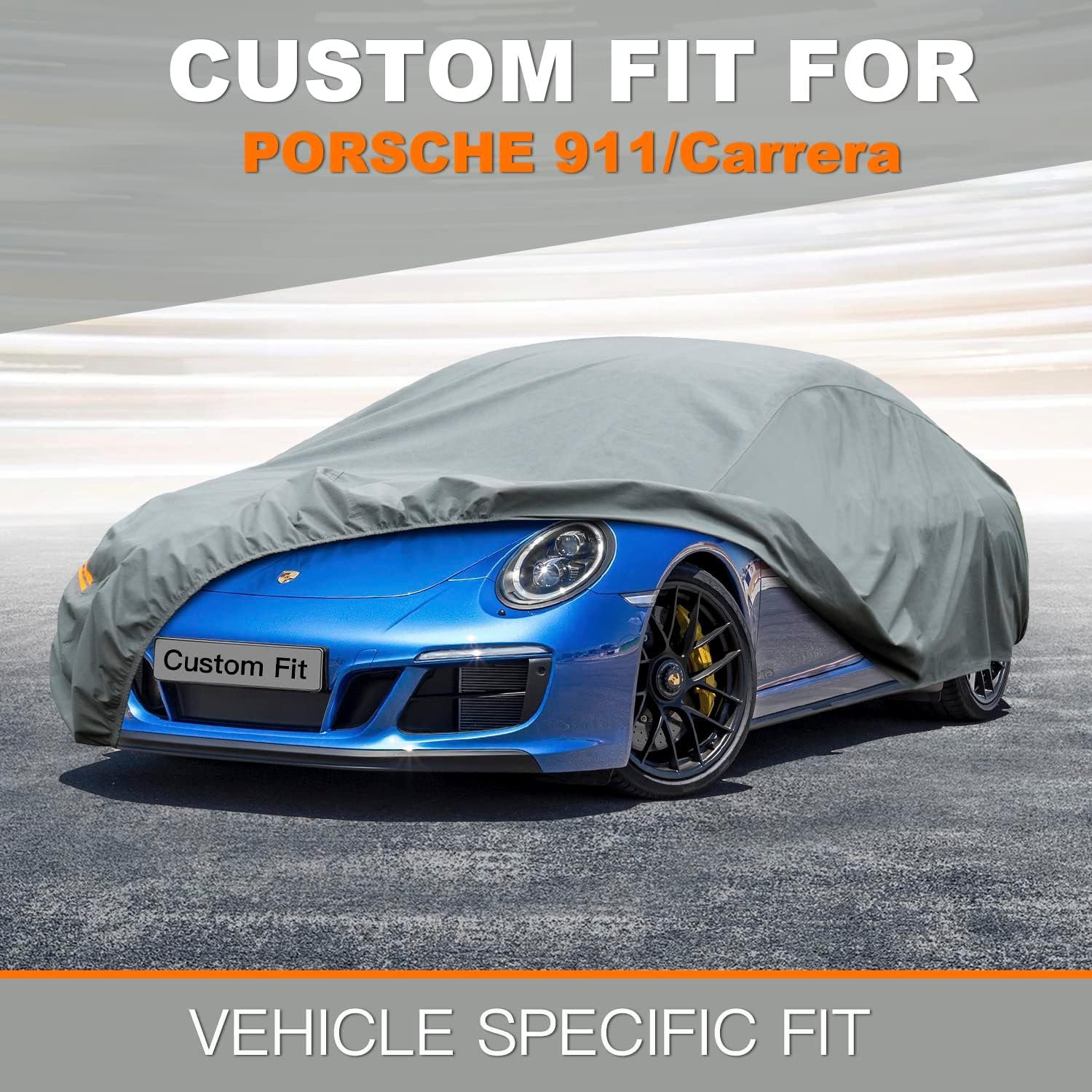 Kayme Bâche Voiture Étanche Respirante, 5 Couches Housse de Protection Voiture Extérieur Compatible avec Porsche 911 991 992 997 996 Coupé Cabrio Targa, Contre Soleil Pluie Poussière.
