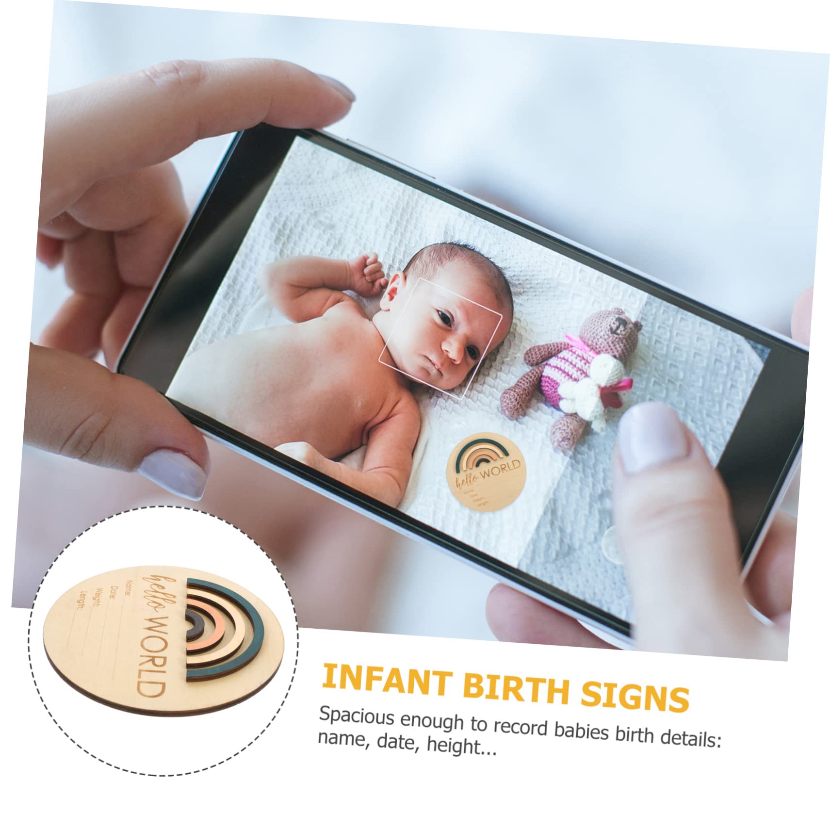 BESPORTBLE Newborn Baby Shower Photo Prop Wooden Growth Record Medal Baby Milestone Sign