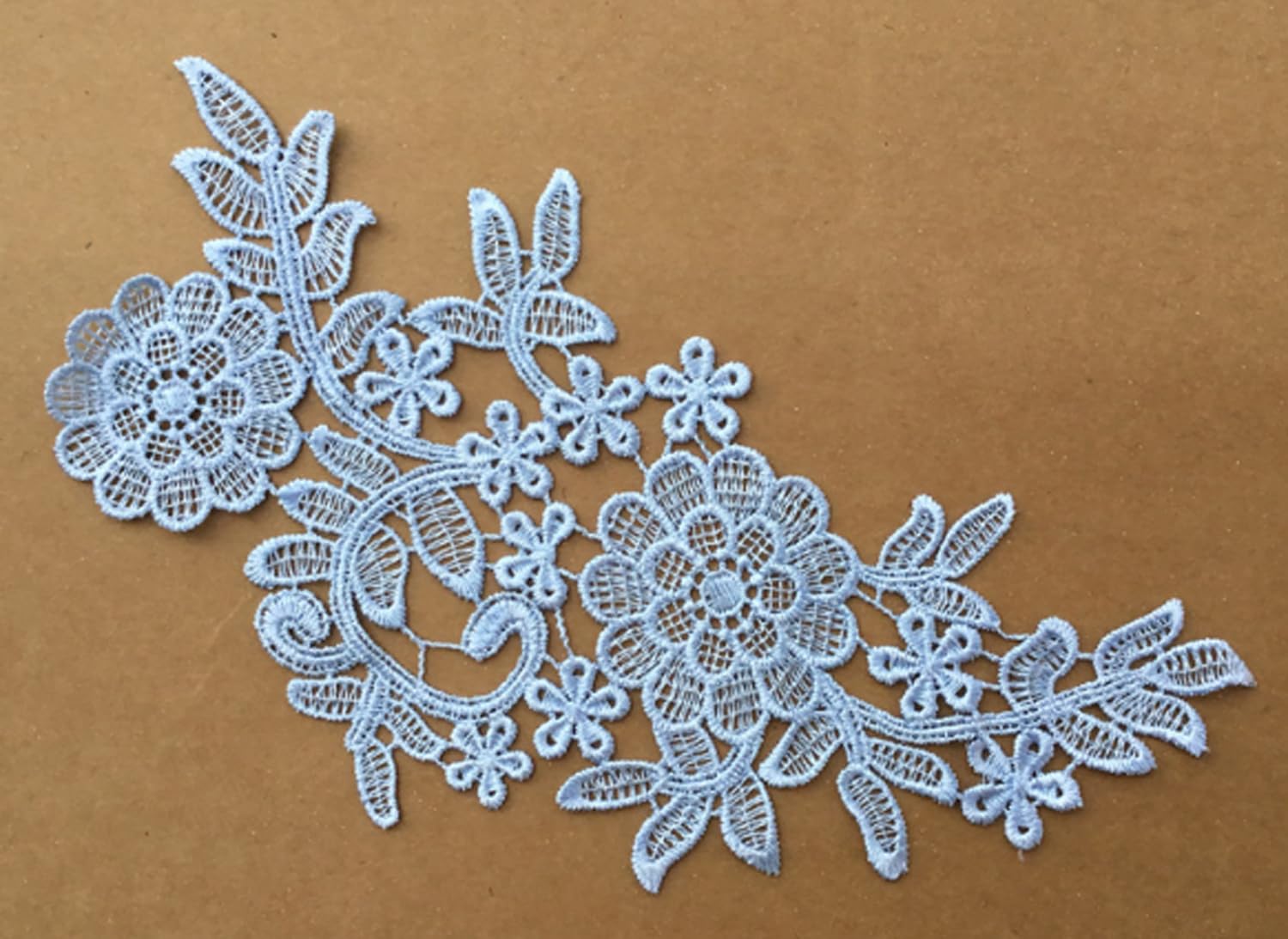 4 Pieces Floral lace Applique sew on Guipure lace Motif #5 (Light Blue) - Image 2