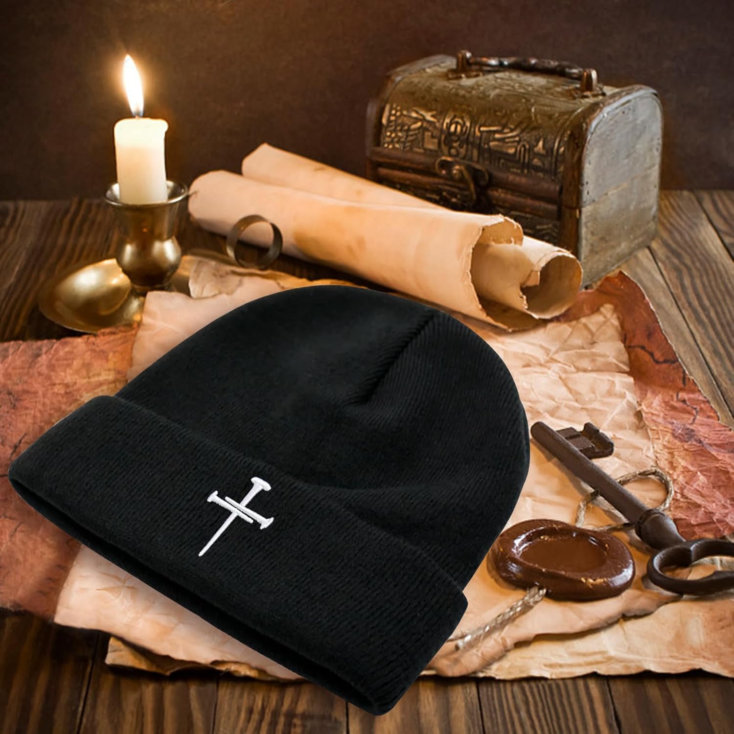 3D Embroidered Christian Hat for Men & Women, Jesus 3 Nail Cross Beanie Hat, Religious Gifts for Christians Clothes - Image 2